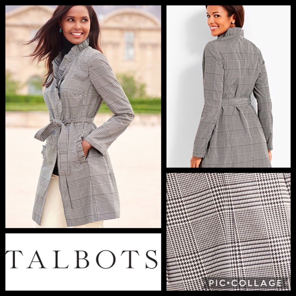 Glen Plaid Ruffle Trench Coat